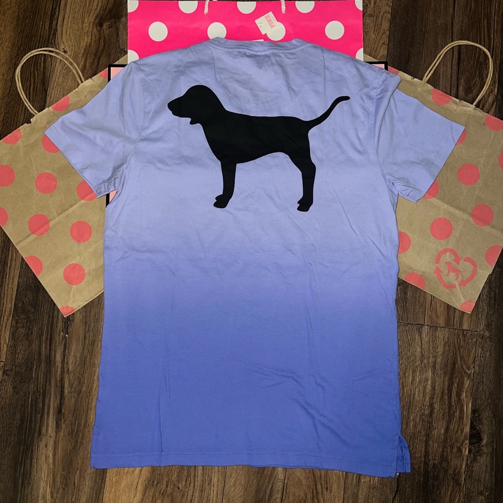 NWT RARE HTF VS PINK Size SMALL 2017 Purple Ombré OG Dog Logo Campus Pocket Tee.